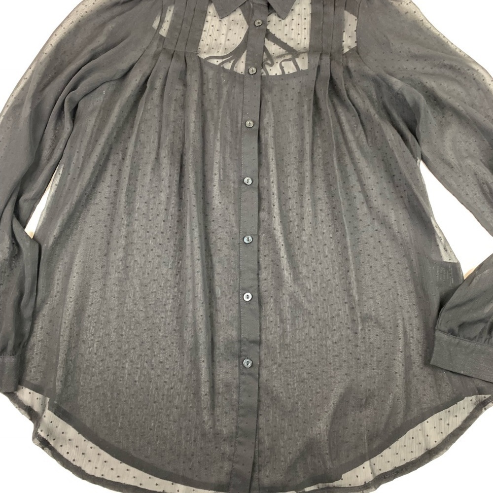 MANDEE Black Sheer Polka Dot Blouse with  Back Cut-Out - Picture 8 of 13